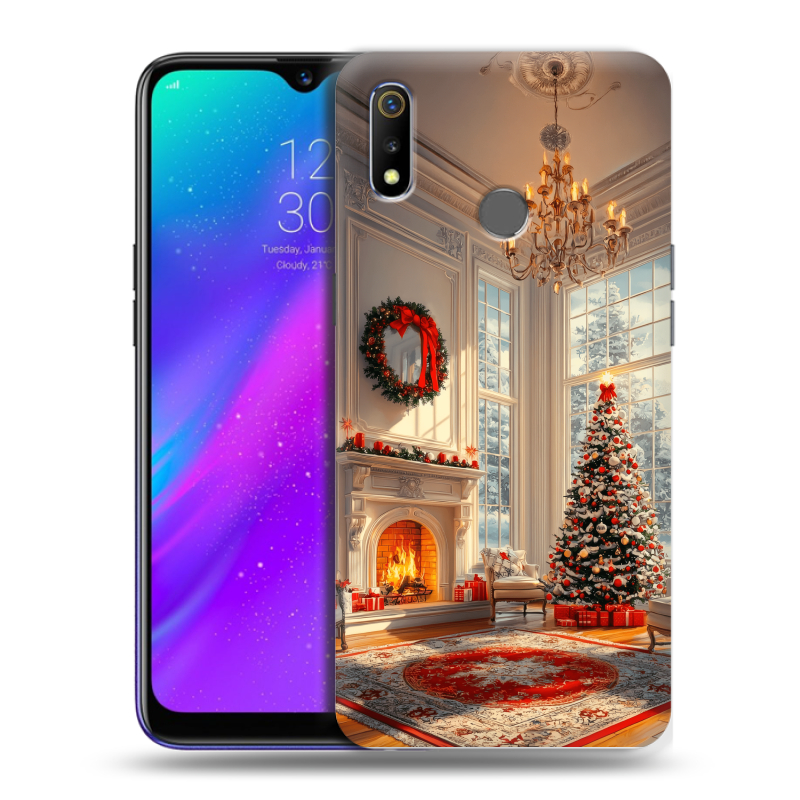 Силиконовый чехол на Realme 3 с принтом Новый год Силиконовый чехол на Realme 3 с принтом Новый год