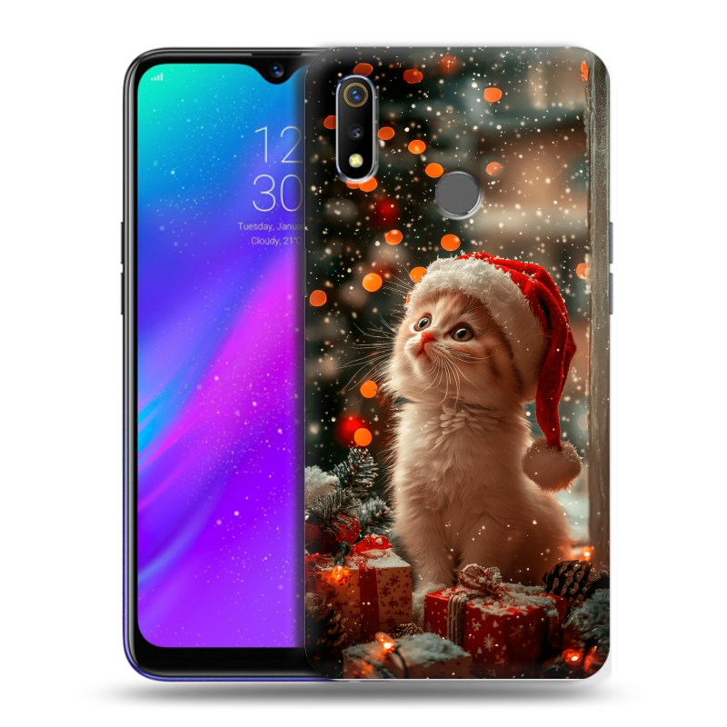 Силиконовый чехол на Realme 3 с принтом Новый год Силиконовый чехол на Realme 3 с принтом Новый год