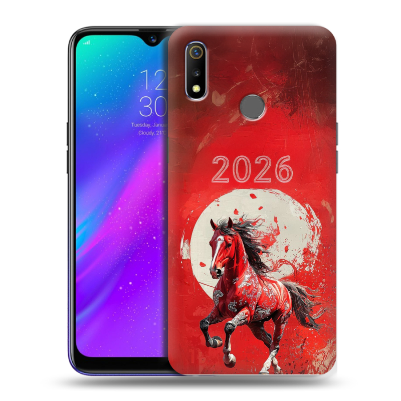 Силиконовый чехол на Realme 3 с принтом Новый год Силиконовый чехол на Realme 3 с принтом Новый год