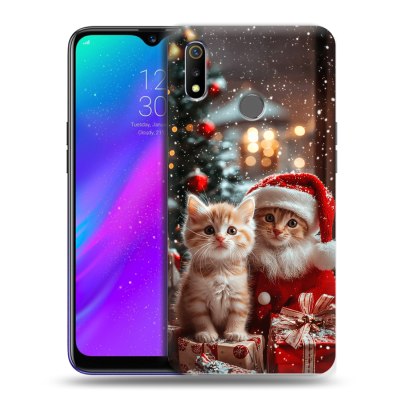 Силиконовый чехол на Realme 3 с принтом Новый год Силиконовый чехол на Realme 3 с принтом Новый год