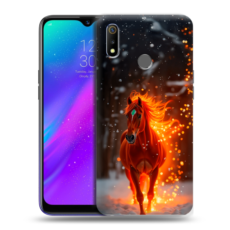 Силиконовый чехол на Realme 3 с принтом Новый год Силиконовый чехол на Realme 3 с принтом Новый год