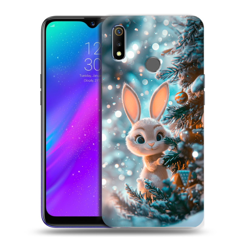 Силиконовый чехол на Realme 3 с принтом Новый год Силиконовый чехол на Realme 3 с принтом Новый год