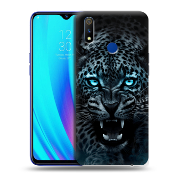 Силиконовый чехол на Realme 3 Pro с принтом Темный леопард Силиконовый чехол на Realme 3 Pro с принтом Темный леопард