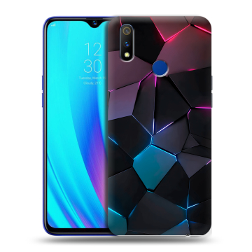 Силиконовый чехол на Realme 3 Pro с принтом Геометрия неона Силиконовый чехол на Realme 3 Pro с принтом Геометрия неона