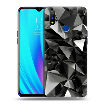 Силиконовый чехол на Realme 3 Pro с принтом Черные кристаллы Силиконовый чехол на Realme 3 Pro с принтом Черные кристаллы