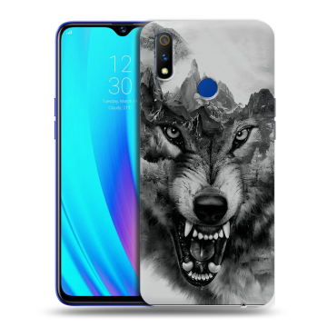 Силиконовый чехол на Realme 3 Pro с принтом Волк Силиконовый чехол на Realme 3 Pro с принтом Волк