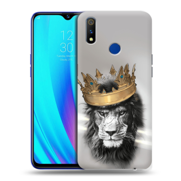 Силиконовый чехол на Realme 3 Pro с принтом Лев с короной Силиконовый чехол на Realme 3 Pro с принтом Лев с короной