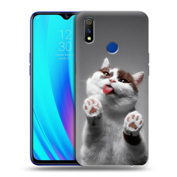 Силиконовый чехол на Realme 3 Pro с принтом Коты Силиконовый чехол на Realme 3 Pro с принтом Коты