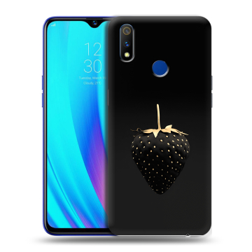 Силиконовый чехол на Realme 3 Pro с принтом Черная клубника Силиконовый чехол на Realme 3 Pro с принтом Черная клубника