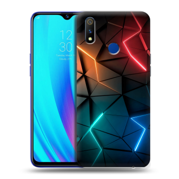 Силиконовый чехол на Realme 3 Pro с принтом Абстракция неон Силиконовый чехол на Realme 3 Pro с принтом Абстракция неон