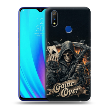 Силиконовый чехол на Realme 3 Pro с принтом Скелет карты Силиконовый чехол на Realme 3 Pro с принтом Скелет карты