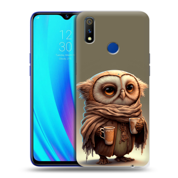 Силиконовый чехол на Realme 3 Pro с принтом Сова Силиконовый чехол на Realme 3 Pro с принтом Сова