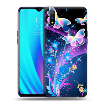 Силиконовый чехол на Realme 3 Pro с принтом Бабочки