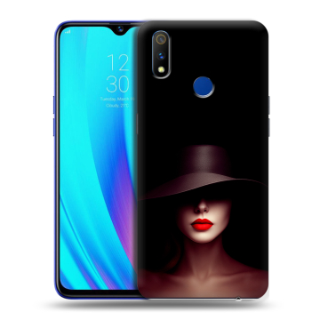 Силиконовый чехол на Realme 3 Pro с принтом Девушка в шляпе Силиконовый чехол на Realme 3 Pro с принтом Девушка в шляпе