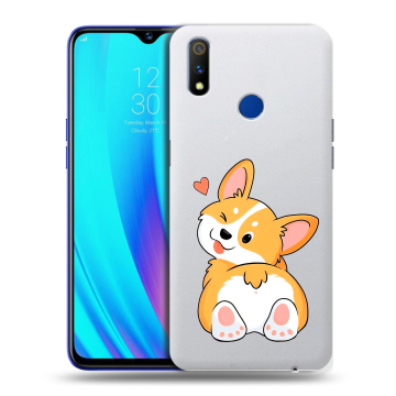 Силиконовый чехол на Realme 3 Pro с принтом Корги Силиконовый чехол на Realme 3 Pro с принтом Корги