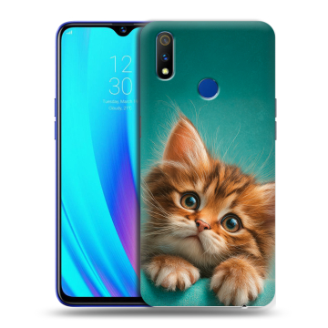 Силиконовый чехол на Realme 3 Pro с принтом котенок