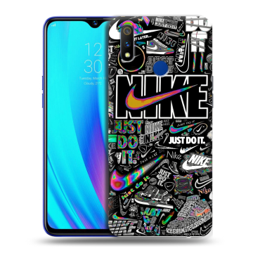 Силиконовый чехол на Realme 3 Pro с принтом Найк