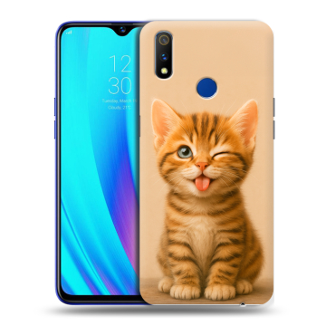 Силиконовый чехол на Realme 3 Pro с принтом котенок Силиконовый чехол на Realme 3 Pro с принтом котенок