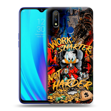 Силиконовый чехол на Realme 3 Pro с принтом Дональд Дак Деньги Силиконовый чехол на Realme 3 Pro с принтом Дональд Дак Деньги