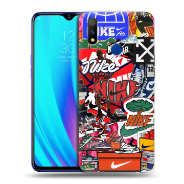 Силиконовый чехол на Realme 3 Pro с принтом Найк Nike яркий Силиконовый чехол на Realme 3 Pro с принтом Найк Nike яркий