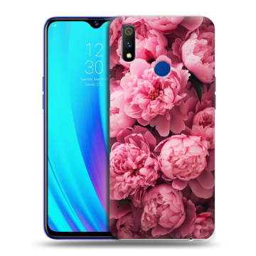 Силиконовый чехол на Realme 3 Pro с принтом цветы пионы Силиконовый чехол на Realme 3 Pro с принтом цветы пионы