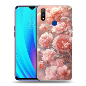 Силиконовый чехол на Realme 3 Pro с принтом Розовые розы Силиконовый чехол на Realme 3 Pro с принтом Розовые розы