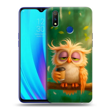 Силиконовый чехол на Realme 3 Pro с принтом сова Силиконовый чехол на Realme 3 Pro с принтом сова