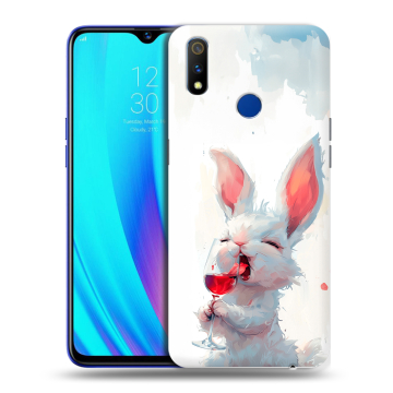 Силиконовый чехол на Realme 3 Pro с принтом кролик зайчик Силиконовый чехол на Realme 3 Pro с принтом кролик зайчик
