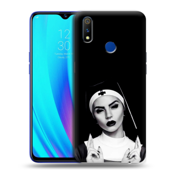Силиконовый чехол на Realme 3 Pro с принтом монашка Силиконовый чехол на Realme 3 Pro с принтом монашка