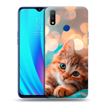 Силиконовый чехол на Realme 3 Pro с принтом котик Силиконовый чехол на Realme 3 Pro с принтом котик