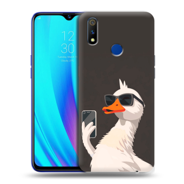Силиконовый чехол на Realme 3 Pro с принтом утка в очках Силиконовый чехол на Realme 3 Pro с принтом утка в очках
