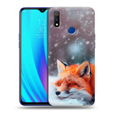 Силиконовый чехол на Realme 3 Pro с принтом лиса Силиконовый чехол на Realme 3 Pro с принтом лиса