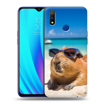 Силиконовый чехол на Realme 3 Pro с принтом Капибара Силиконовый чехол на Realme 3 Pro с принтом Капибара