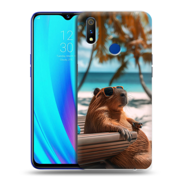 Силиконовый чехол на Realme 3 Pro с принтом Капибара