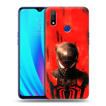 Силиконовый чехол на Realme 3 Pro с принтом человек паук spiderman