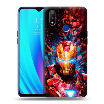 Силиконовый чехол на Realme 3 Pro с принтом Железный человек Ironman Силиконовый чехол на Realme 3 Pro с принтом Железный человек Ironman