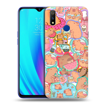 Силиконовый чехол на Realme 3 Pro с принтом капибары