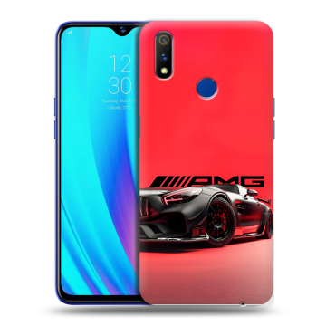 Силиконовый чехол на Realme 3 Pro с принтом Мерседес Mercedes AMG
