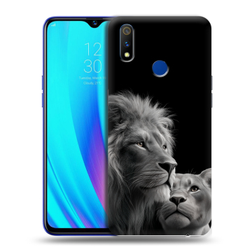 Силиконовый чехол на Realme 3 Pro с принтом Лев кошки