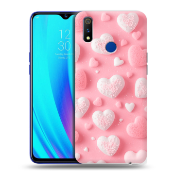 Силиконовый чехол на Realme 3 Pro с принтом Сердечки Силиконовый чехол на Realme 3 Pro с принтом Сердечки