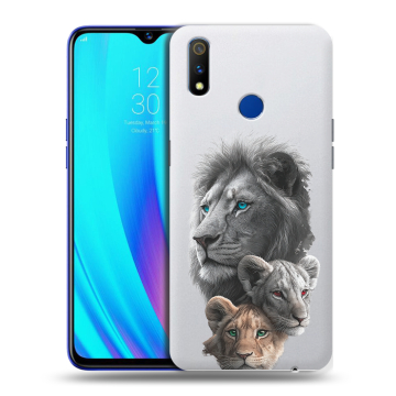 Силиконовый чехол на Realme 3 Pro с принтом Львы