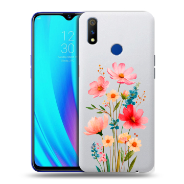 Силиконовый чехол на Realme 3 Pro с принтом Цветы