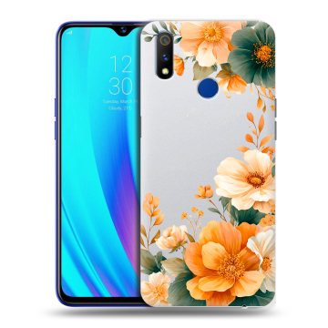 Силиконовый чехол на Realme 3 Pro с принтом Цветы принт
