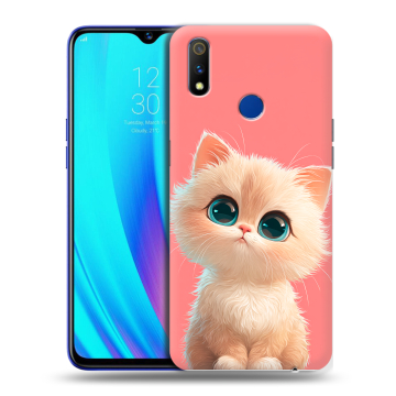 Силиконовый чехол на Realme 3 Pro с принтом Розовый котенок
