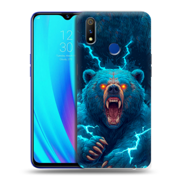 Силиконовый чехол на Realme 3 Pro с принтом Медведь