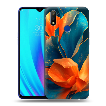 Силиконовый чехол на Realme 3 Pro с принтом Цветы