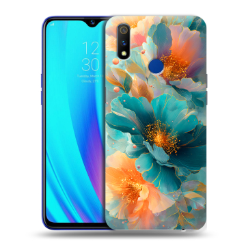 Силиконовый чехол на Realme 3 Pro с принтом Цветы
