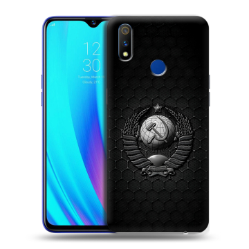 Силиконовый чехол на Realme 3 Pro с принтом Герб Флаг СССР