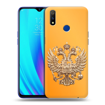 Силиконовый чехол на Realme 3 Pro с принтом Герб Флаг России