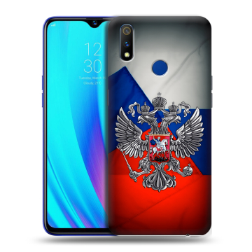 Силиконовый чехол на Realme 3 Pro с принтом Флаг России Силиконовый чехол на Realme 3 Pro с принтом Флаг России